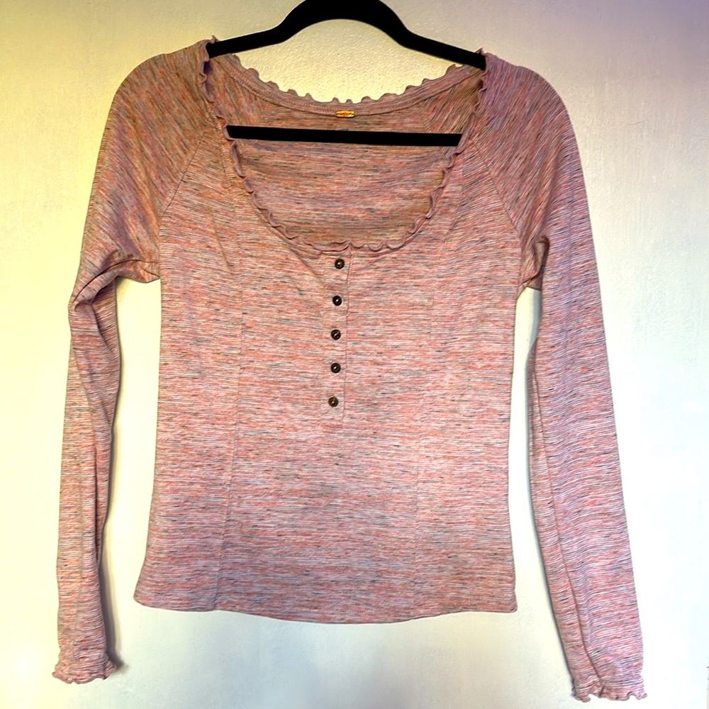 Free People Womens Size Medium Long Sleeve Ruffle shirt